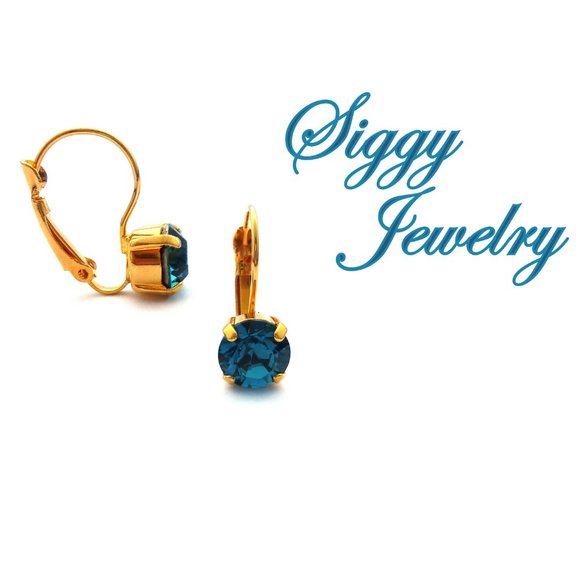 Genuine Swarovski Crystal 3 Piece Jewelry Set in 8mm Indicolite Teal Blue - Picture 6 of 10